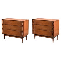 Ramseur Furniture Company, Dressers, Walnut, Leather, Brass, USA, 1970s