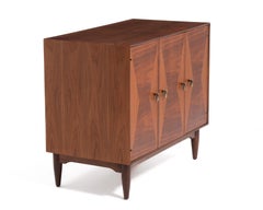 Ramseur Furniture Mid Century Walnut Diamond Front Cabinet Credenza Unmarked