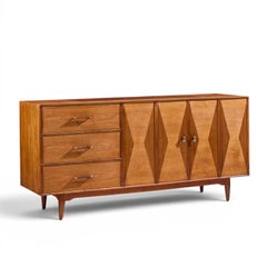 Ramseur Harlequin Mid Century Walnut Credenza and Hutch