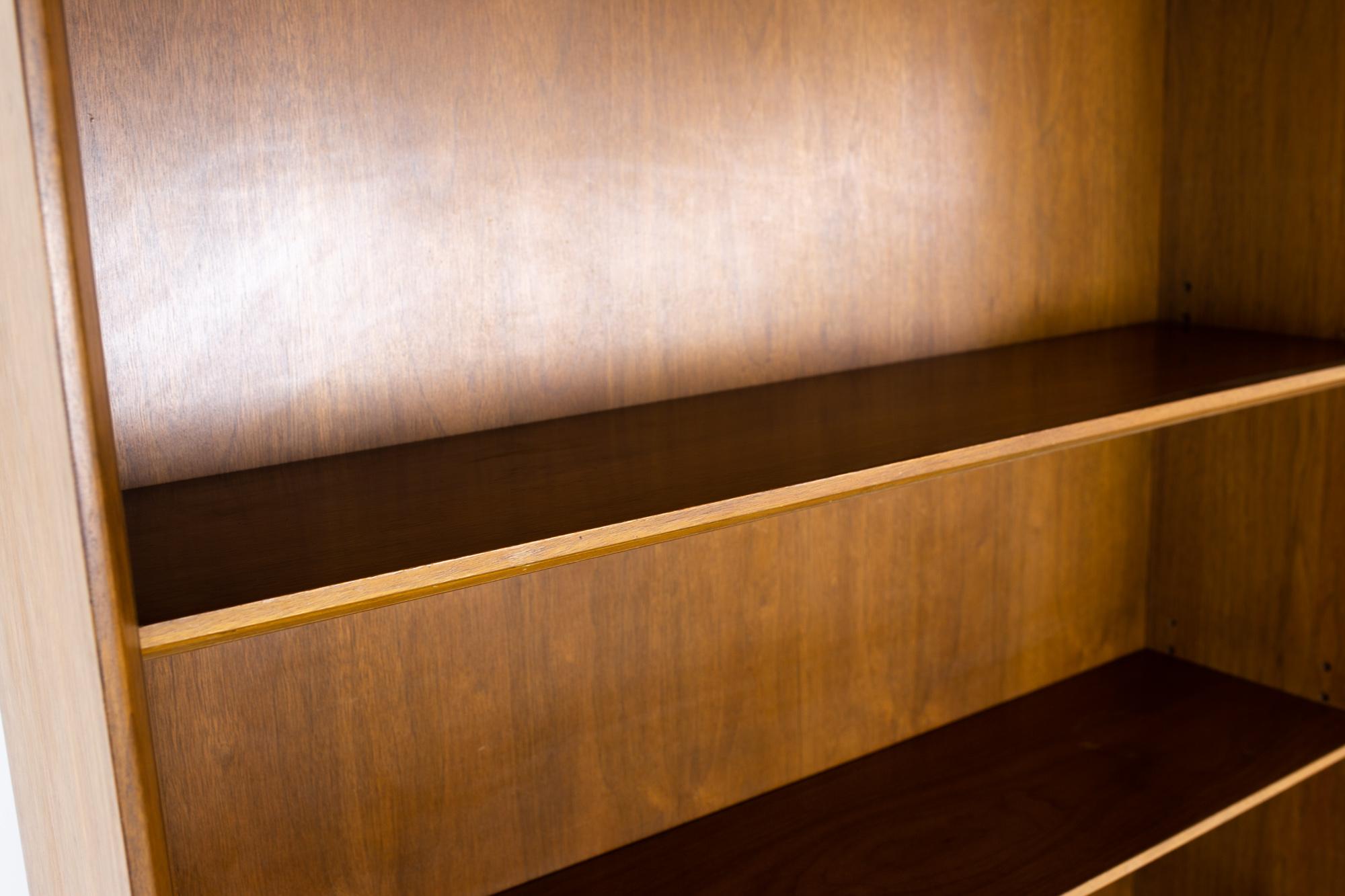 Ramseur MCM Inlaid Walnut Thin Bookcase Sideboard Credenza Buffet and Hutch 6
