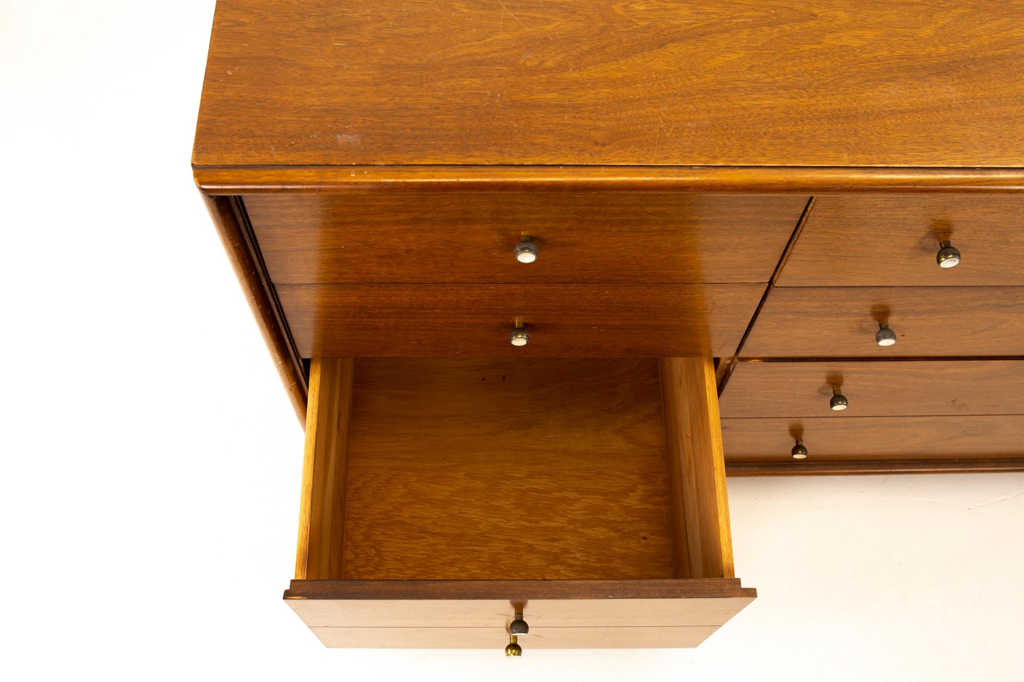 Ramseur Mid Century Walnut 12-Drawer Lowboy Dresser 4