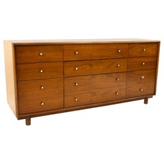 Ramseur Mid Century Walnut 12-Drawer Lowboy Dresser