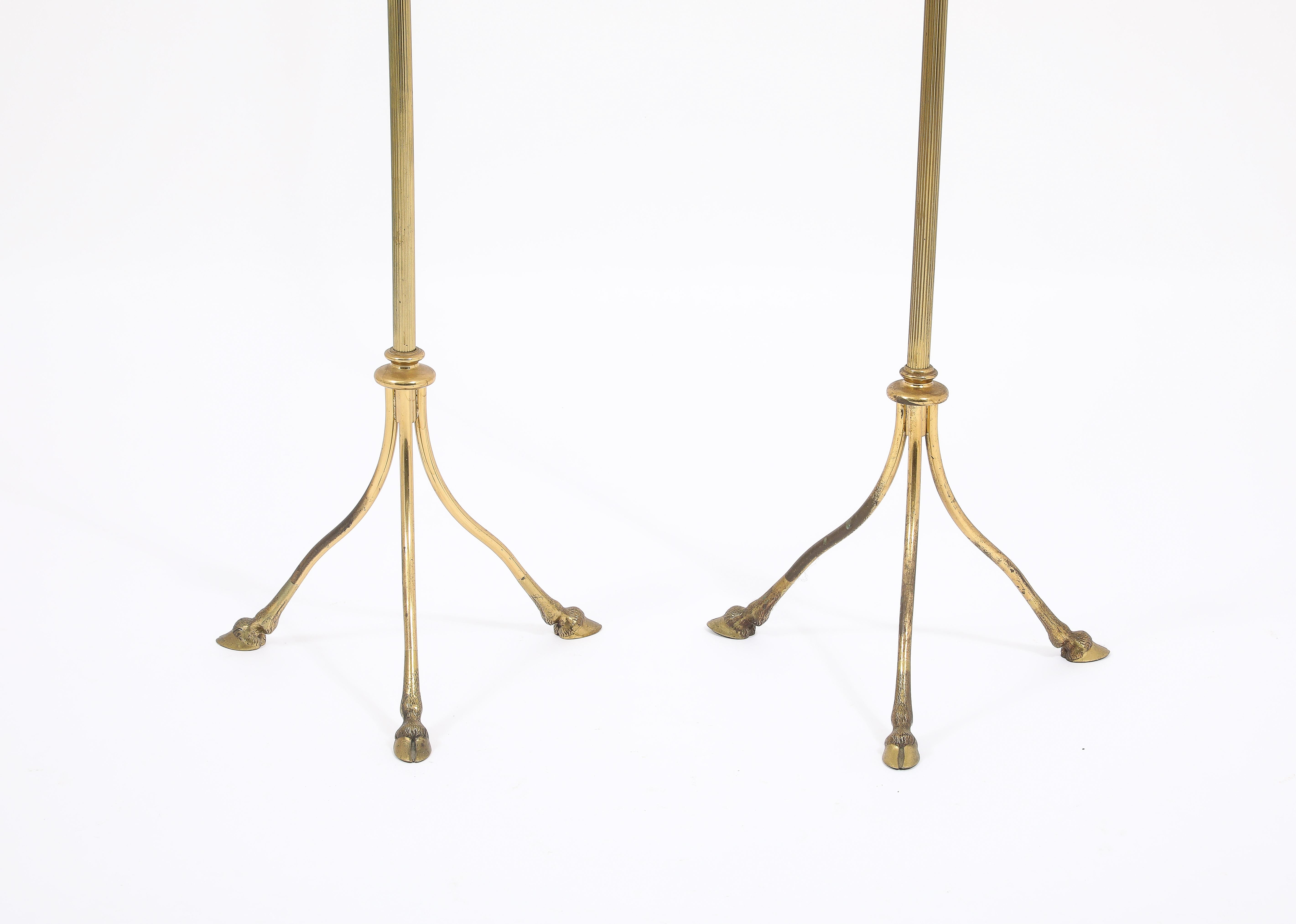 Brass Ramsey “Hooves” Floor Lamps, France 1950's For Sale