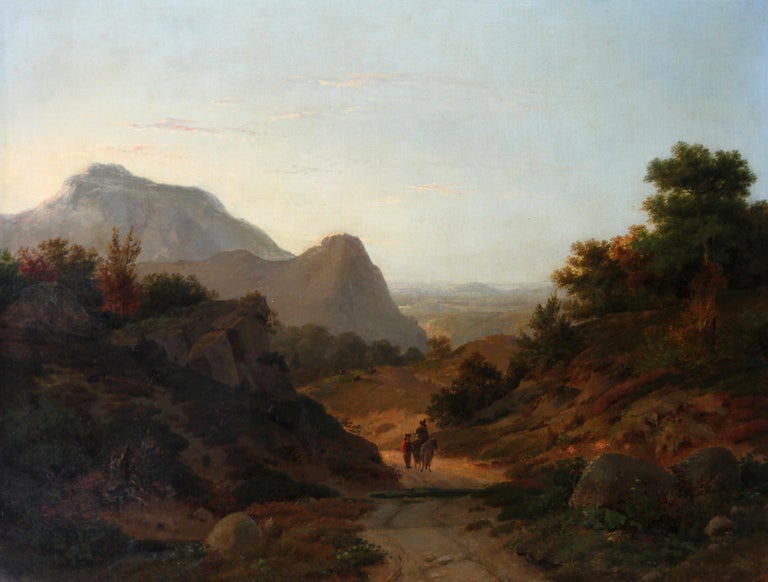 Italian Capriccio British 19th Century Art Landscape Oil Painting Hills Italy