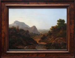 Antique Italian Landscape - British 19th century art landscape oil painting hills Italy 
