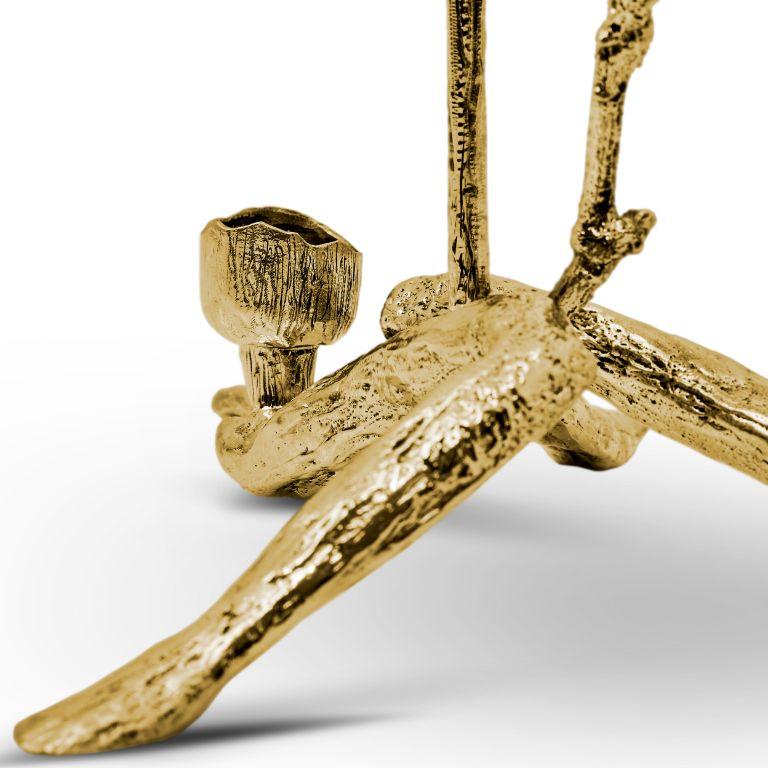 Organic Modern Ramum - Candlestick inspired by the graceful branches im brass, gold polish For Sale