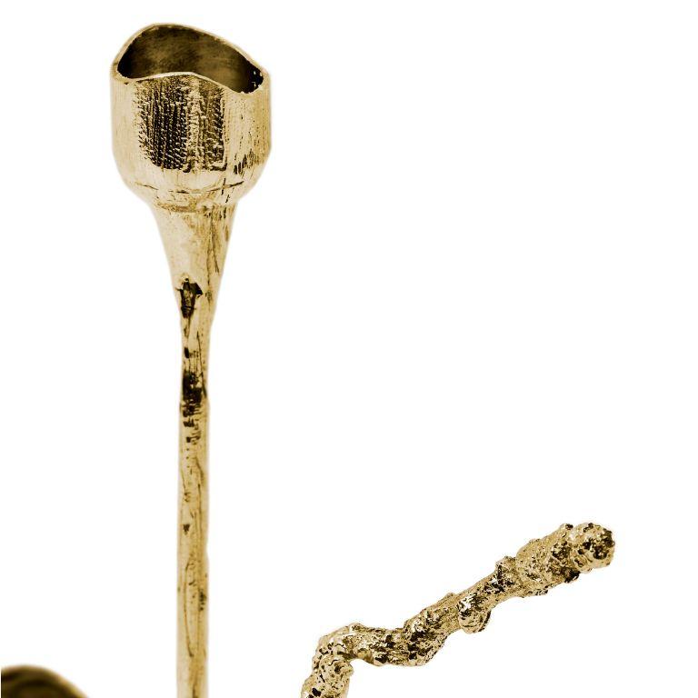 Portuguese Ramum - Candlestick inspired by the graceful branches im brass, gold polish For Sale