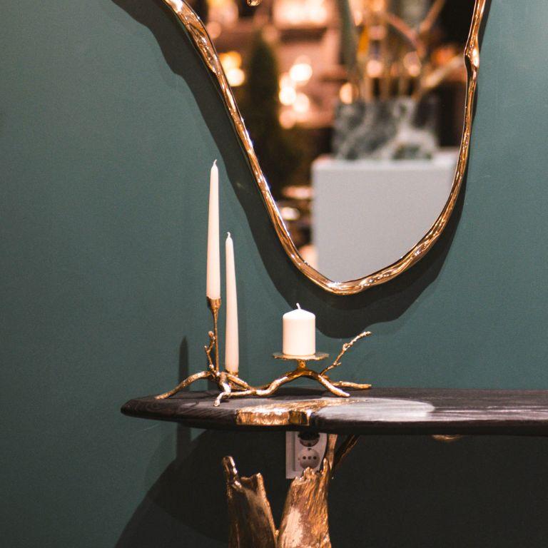 Ramum - Candlestick inspired by the graceful branches im brass, gold polish In New Condition For Sale In Porto, PT