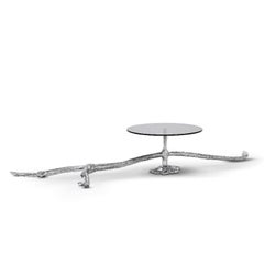 Ramum I Sculptural Metal Cake Stand with Single Glass Plate