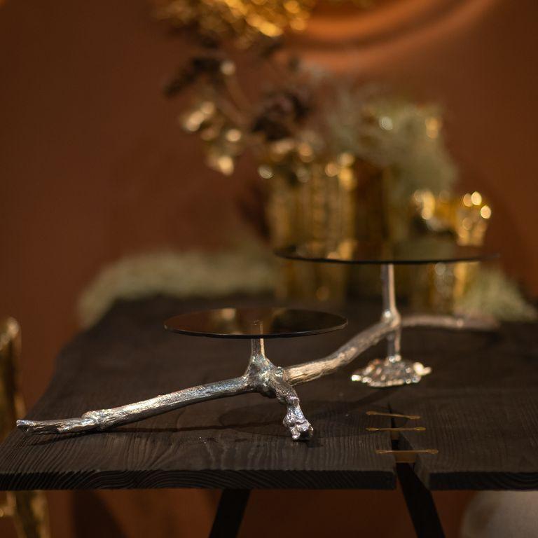 Ramum II - Metal Cake Stand with organic Design and Polish Finish In New Condition For Sale In Porto, PT