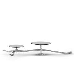Ramum II Polished Metal Cake Stand with Organic Sculptural Design