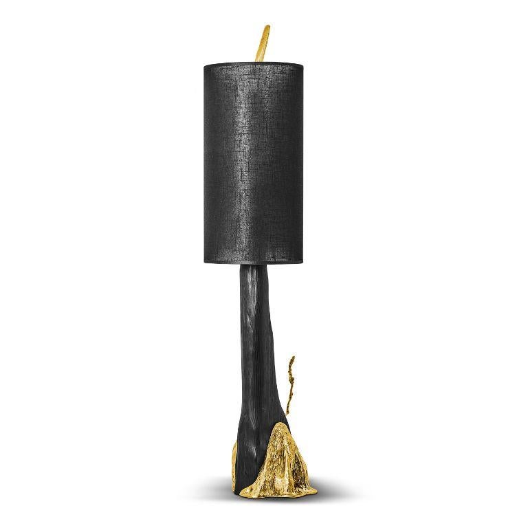 Portuguese Ramum - table lamp natural design in brass and wood  For Sale