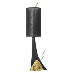 Lampe de table Ramum, design naturel en laiton et bois 