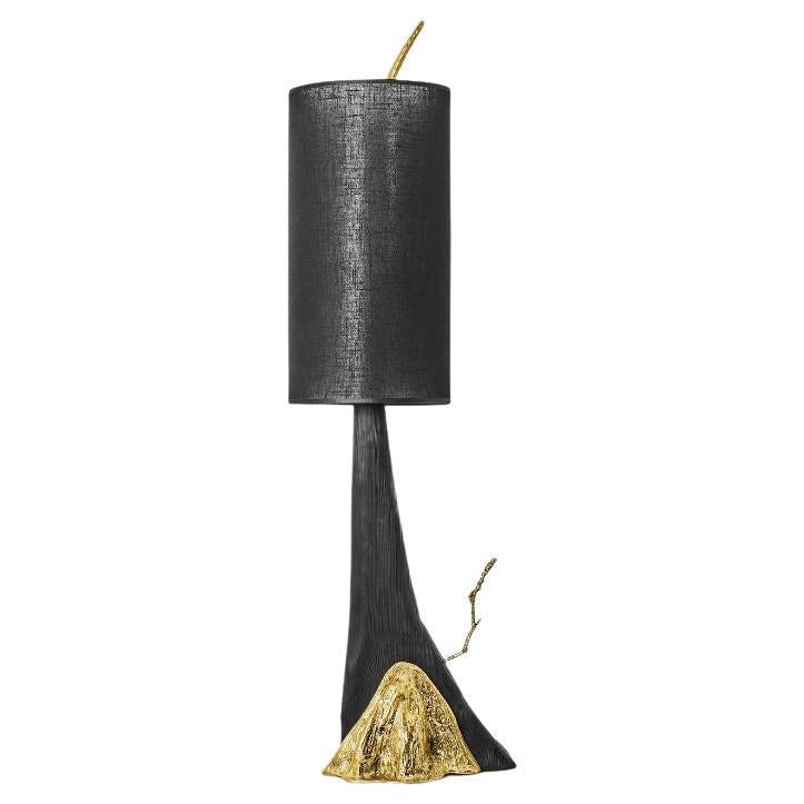 Lampe de table Ramum au design naturel en laiton et bois en vente