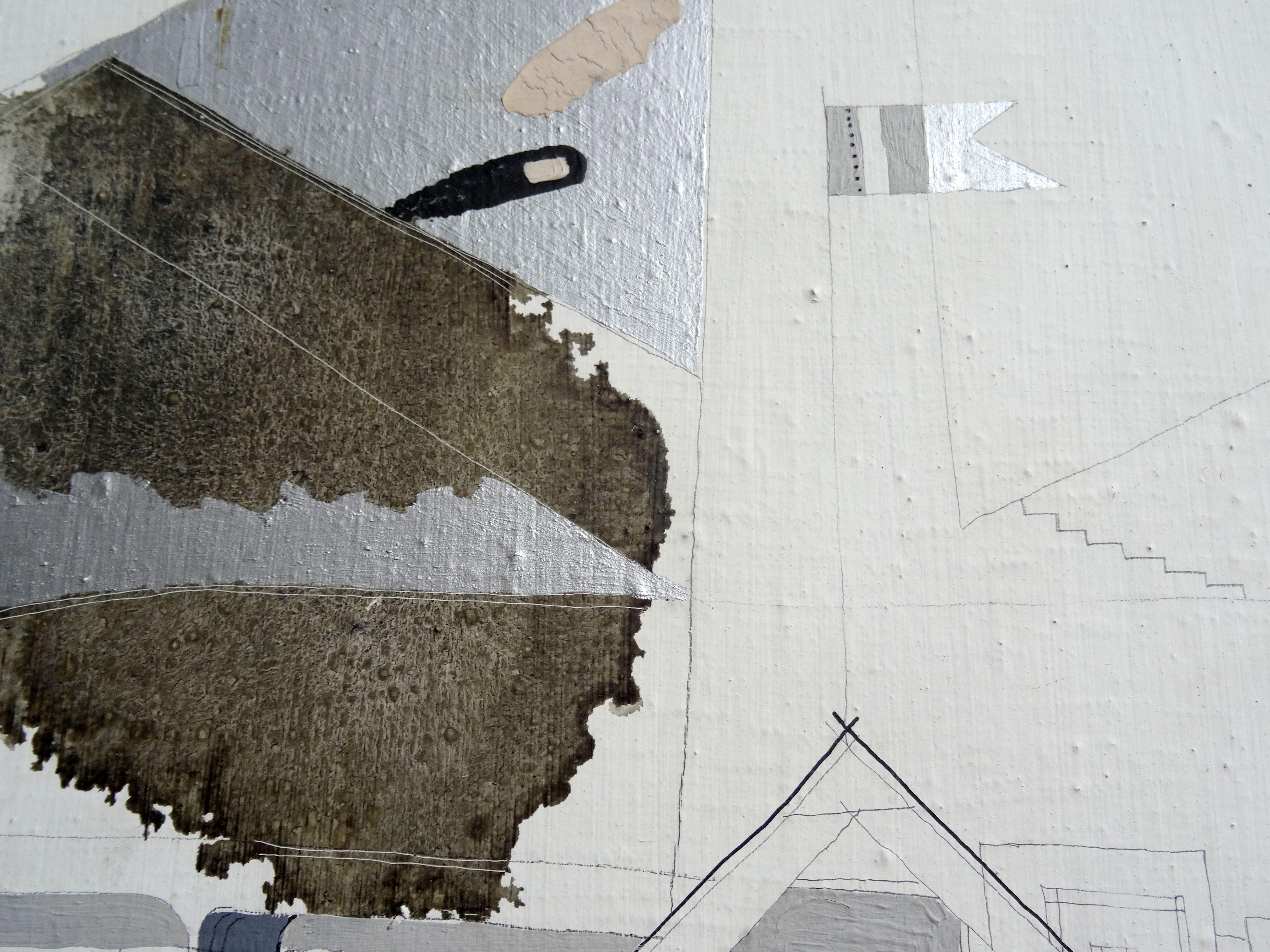 Technique  1995, oil on canvas, 49x59 cm - Gray Abstract Painting by Ramuss Miсhail