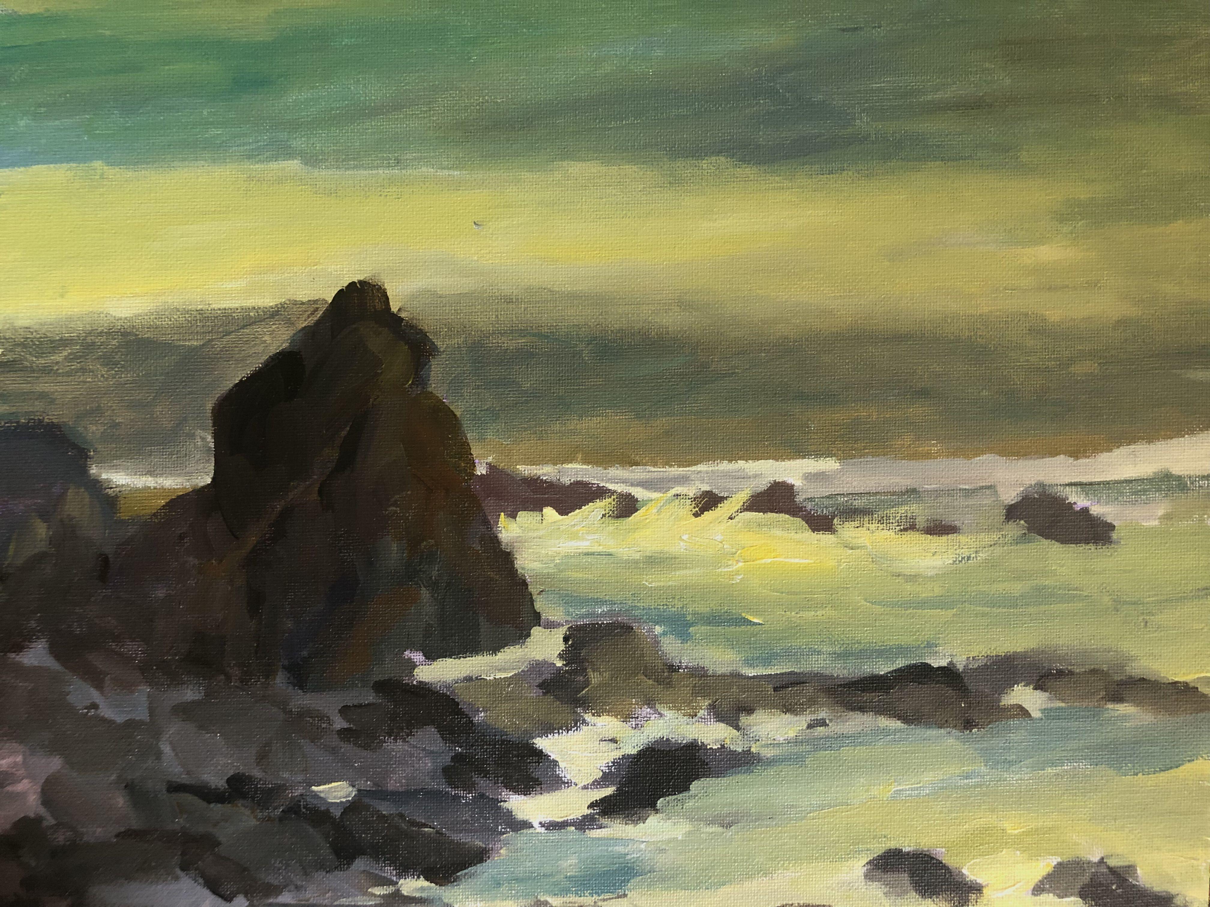 muir beach :: Painting :: Impressionist :: This piece comes with an official certificate of authenticity signed by the artist :: Ready to Hang: No :: Signed: Yes :: Signature Location: bottom right :: Canvas :: Landscape :: Original :: Framed: No