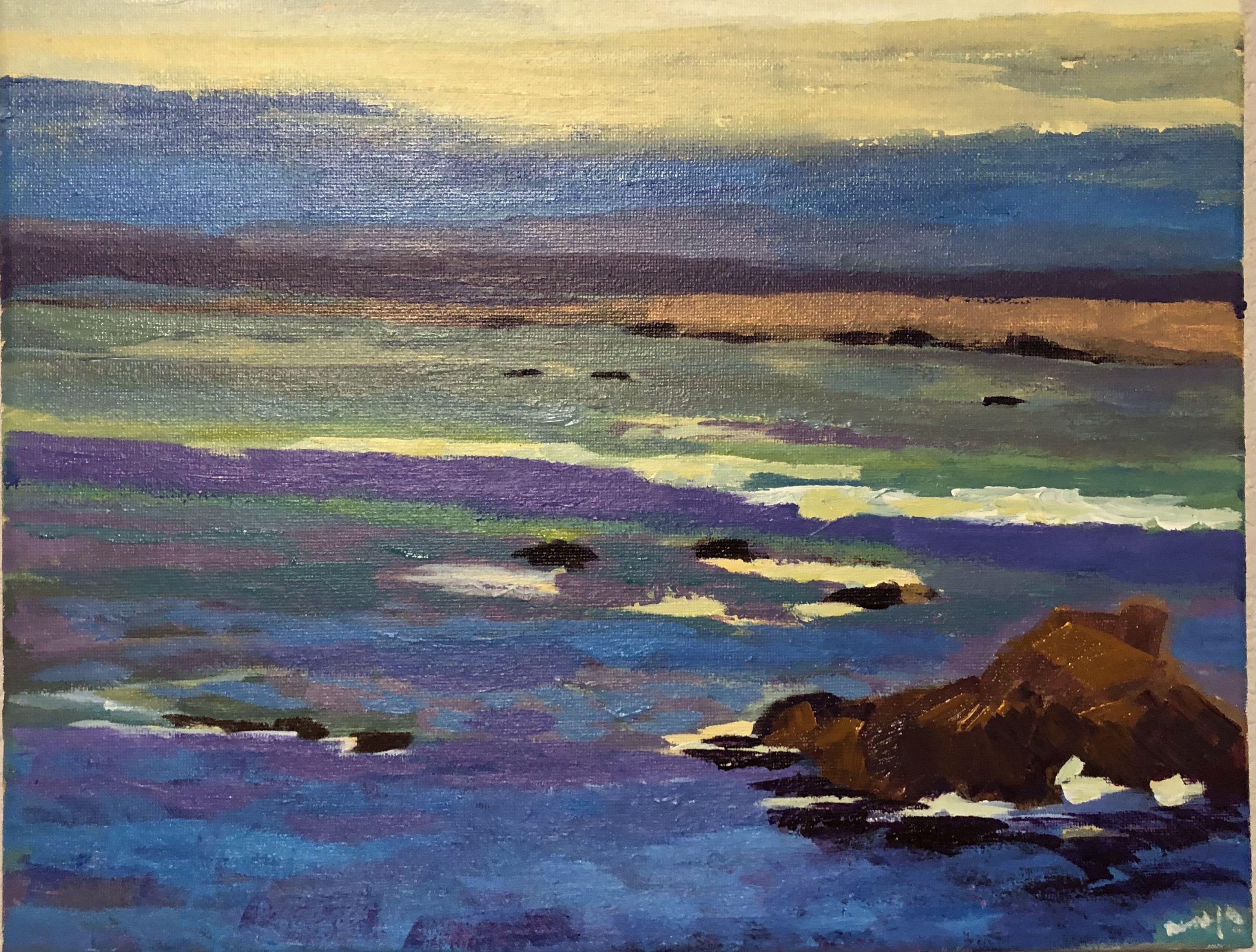 Carmel beach in California :: Painting :: Impressionist :: This piece comes with an official certificate of authenticity signed by the artist :: Ready to Hang: No :: Signed: Yes :: Signature Location: bottom right :: Canvas :: Landscape :: Original