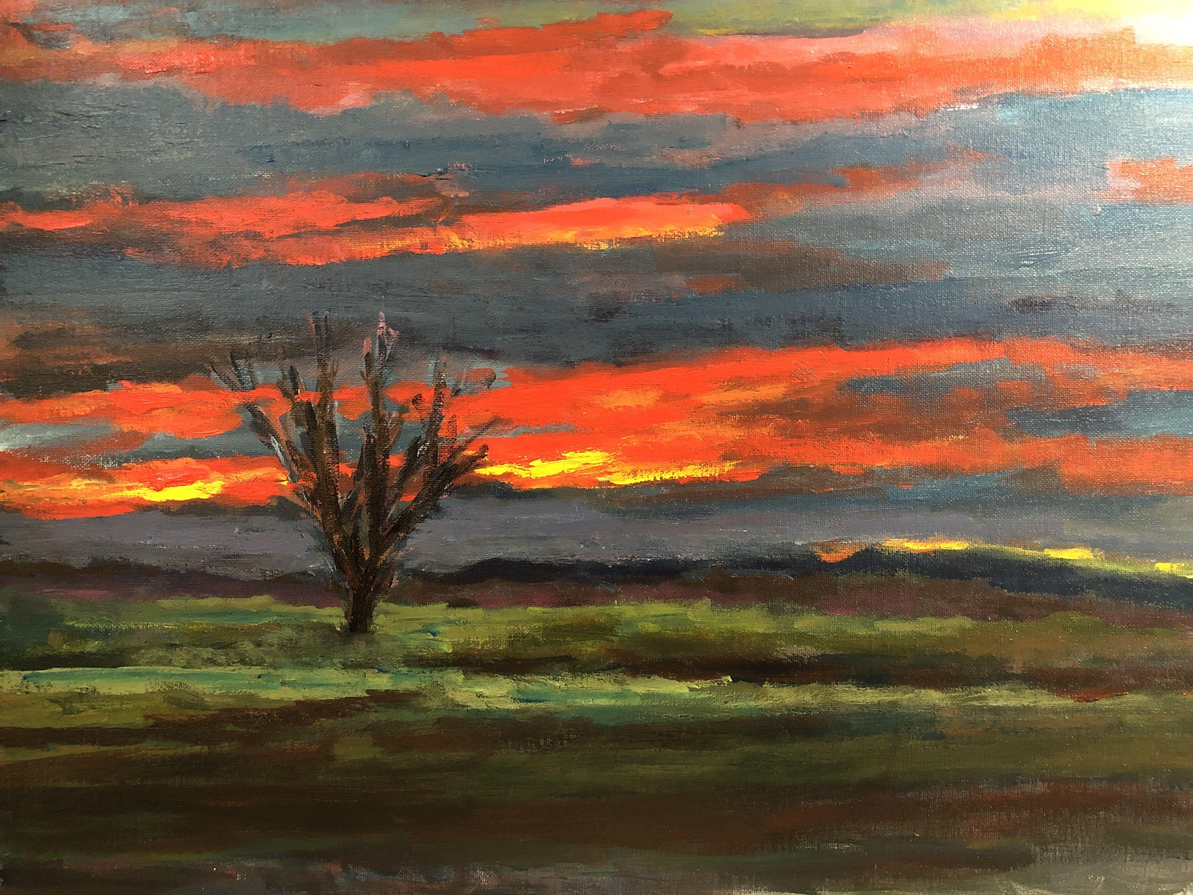 nighttime sunset painting