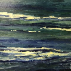 Green grey waters, Painting, Acrylic on Canvas