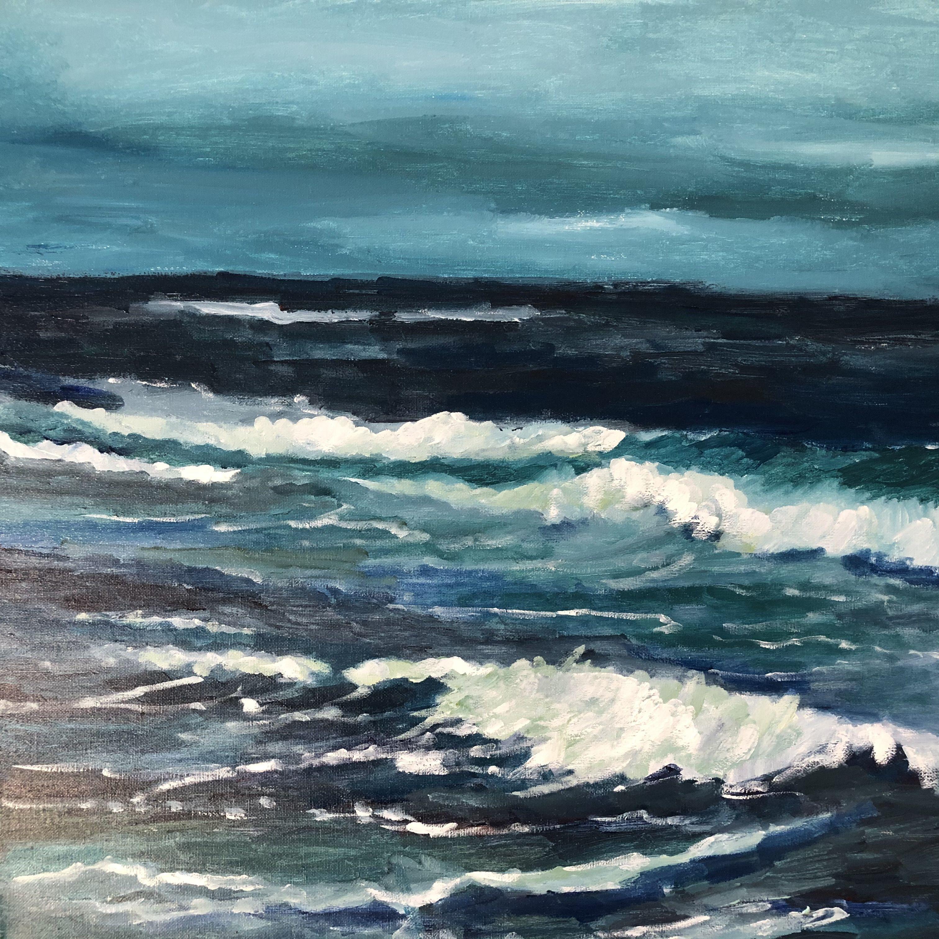 painting waves in acrylic