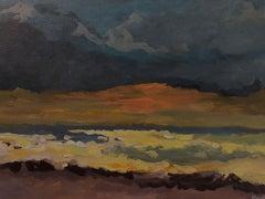 Sunset on Carmel beach, Painting, Acrylic on Canvas