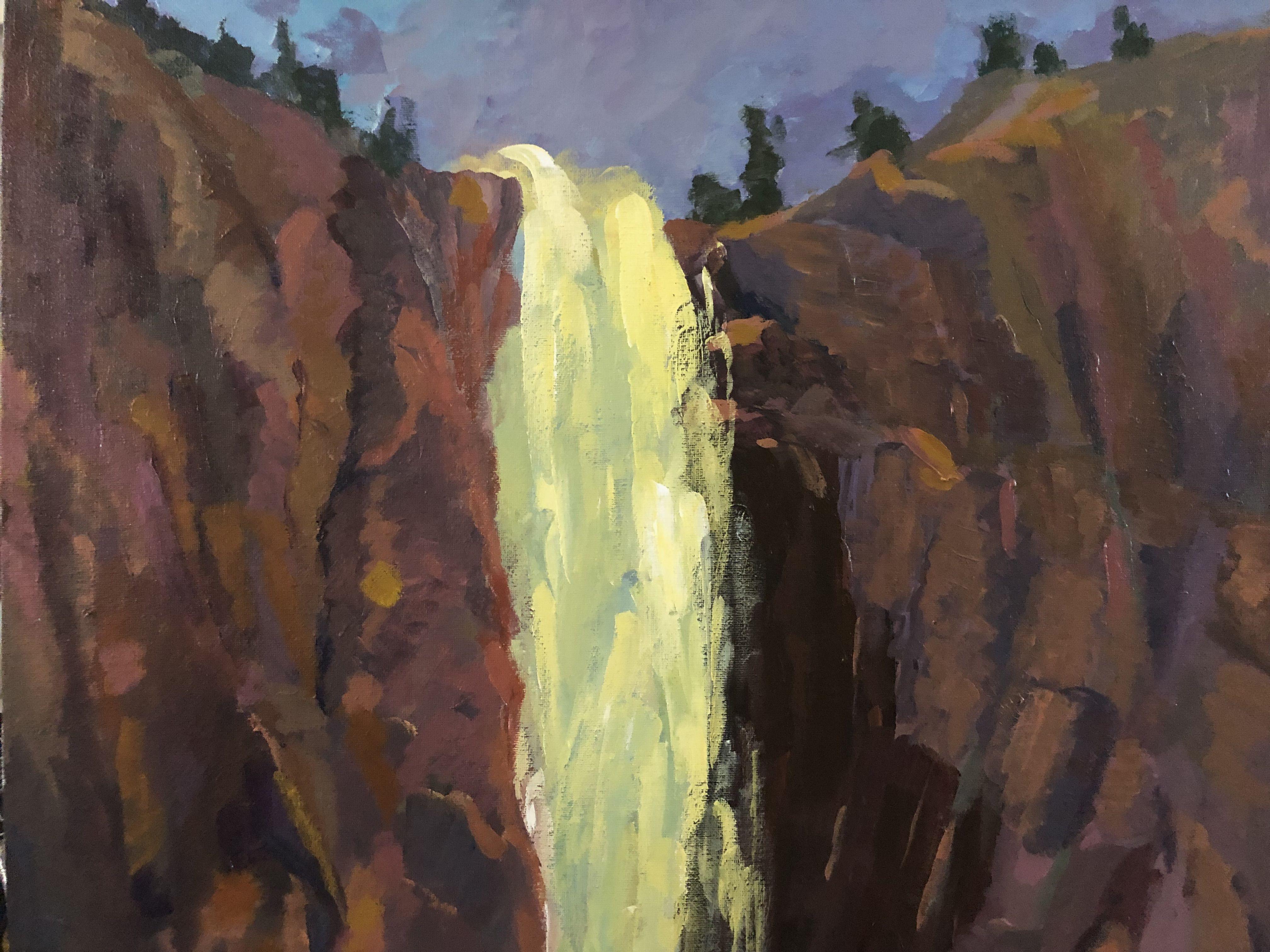 Des chutes de Yosemite, peinture sur toile - Painting de Ramya Sarvesh