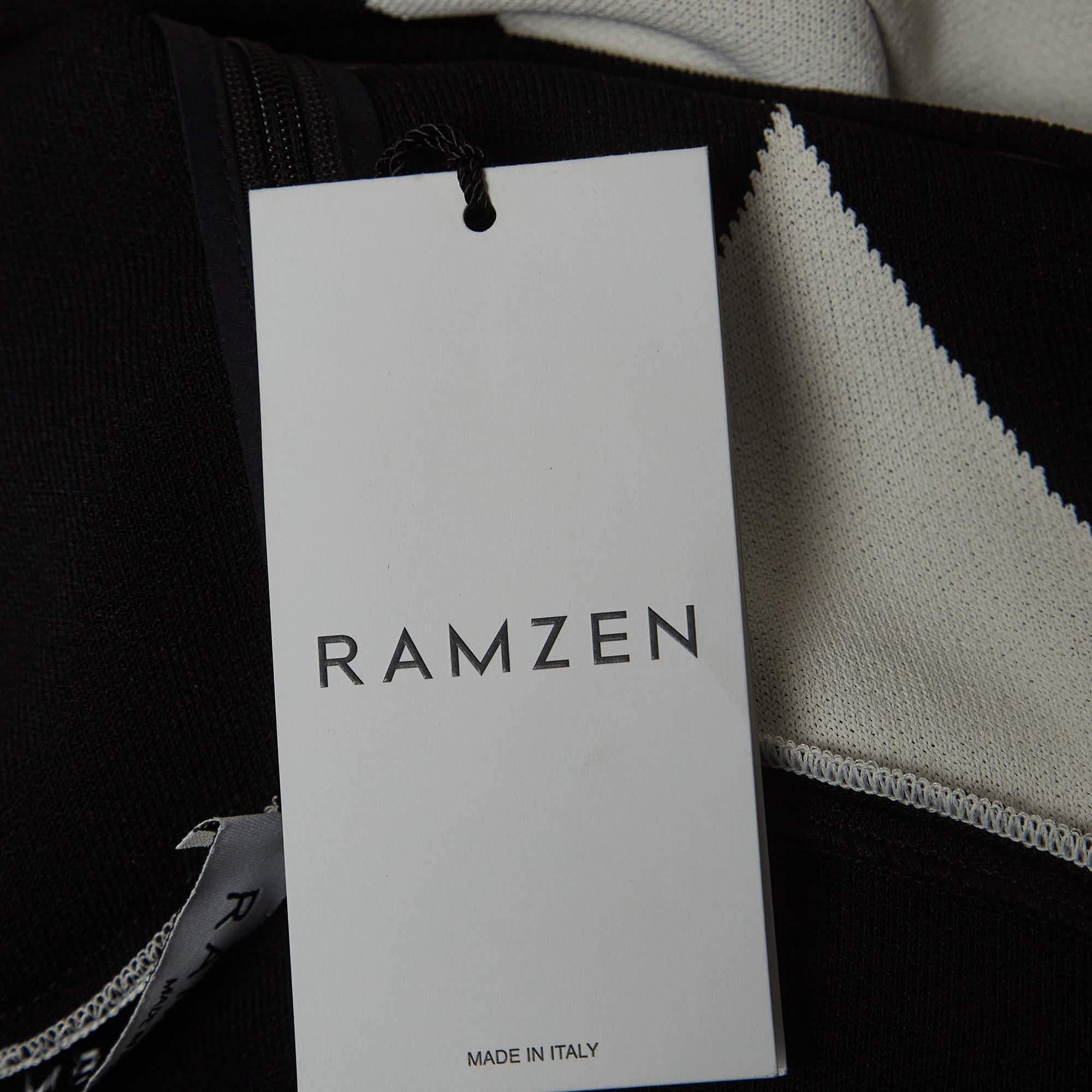 Ramzen Black/White Striped Knit Maxi Dress S For Sale 2