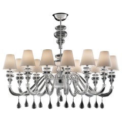Ran Round 7177 12 Chandelier in Glass with White Shade, by Barovier&Toso