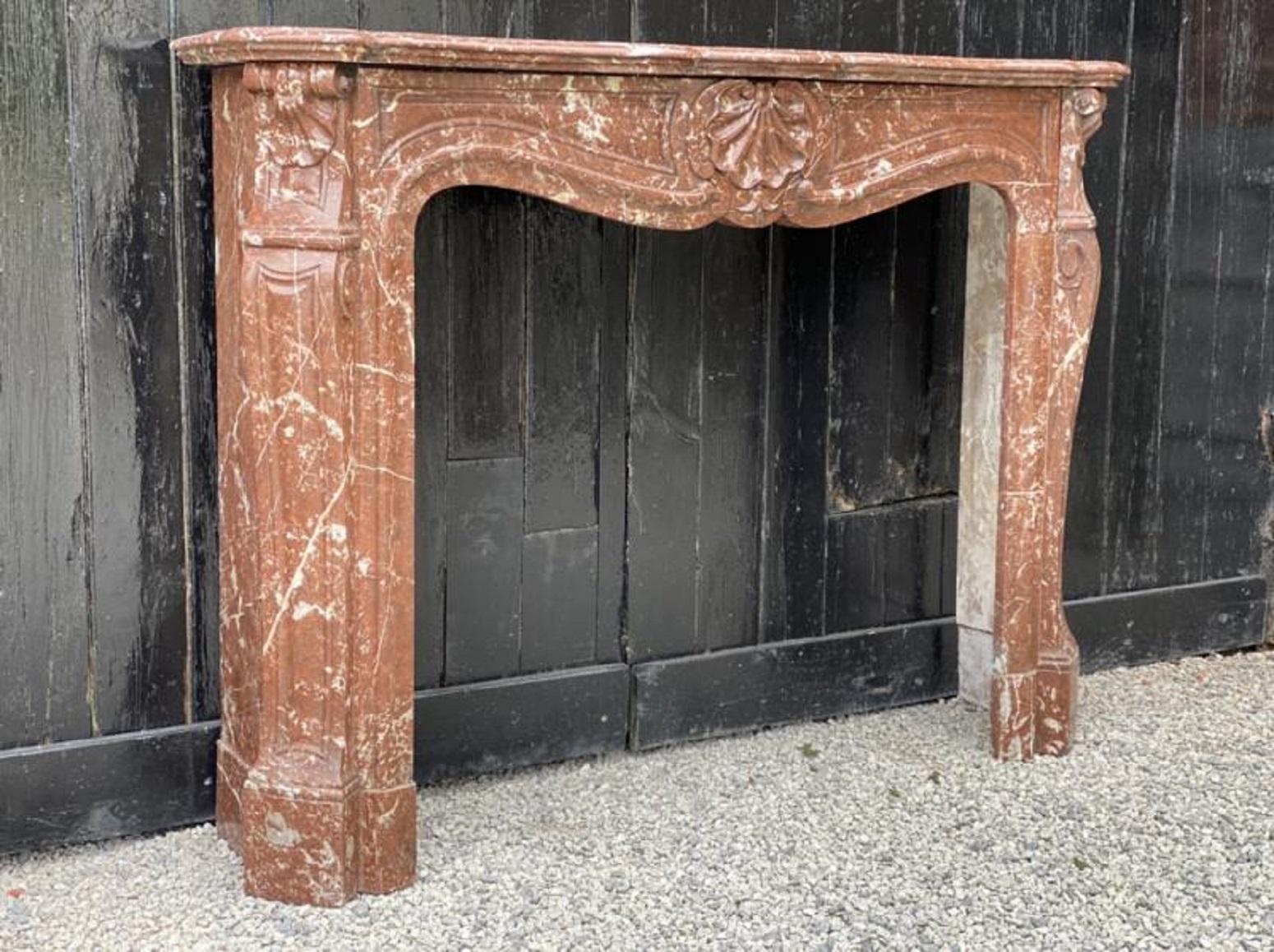 French Rance Marble Fireplace Louis XV Style