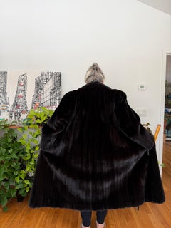 Ranch Black Mink Fur Coat Large XL