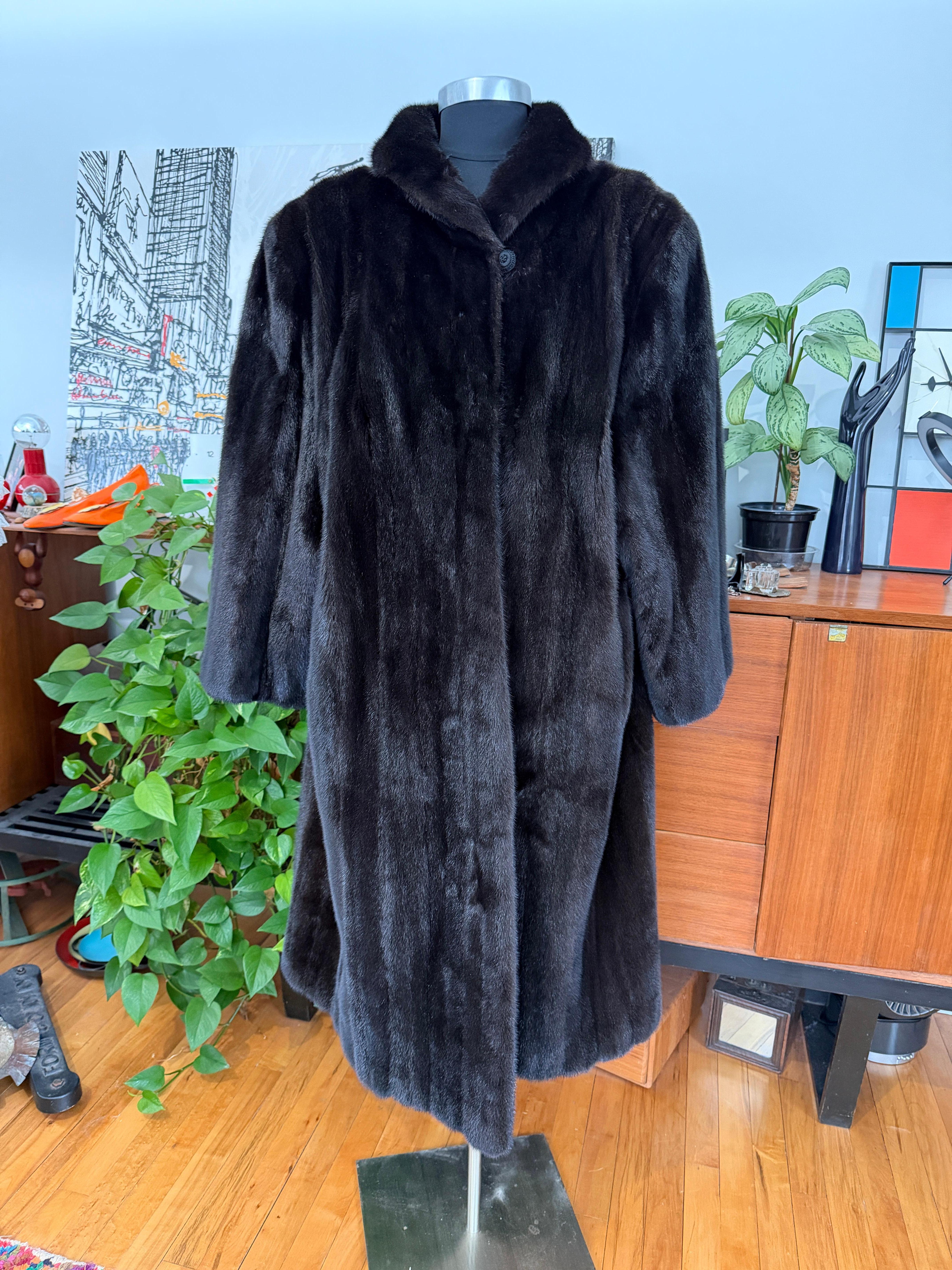 Ranch Black Mink Fur Coat Large XL For Sale at 1stDibs