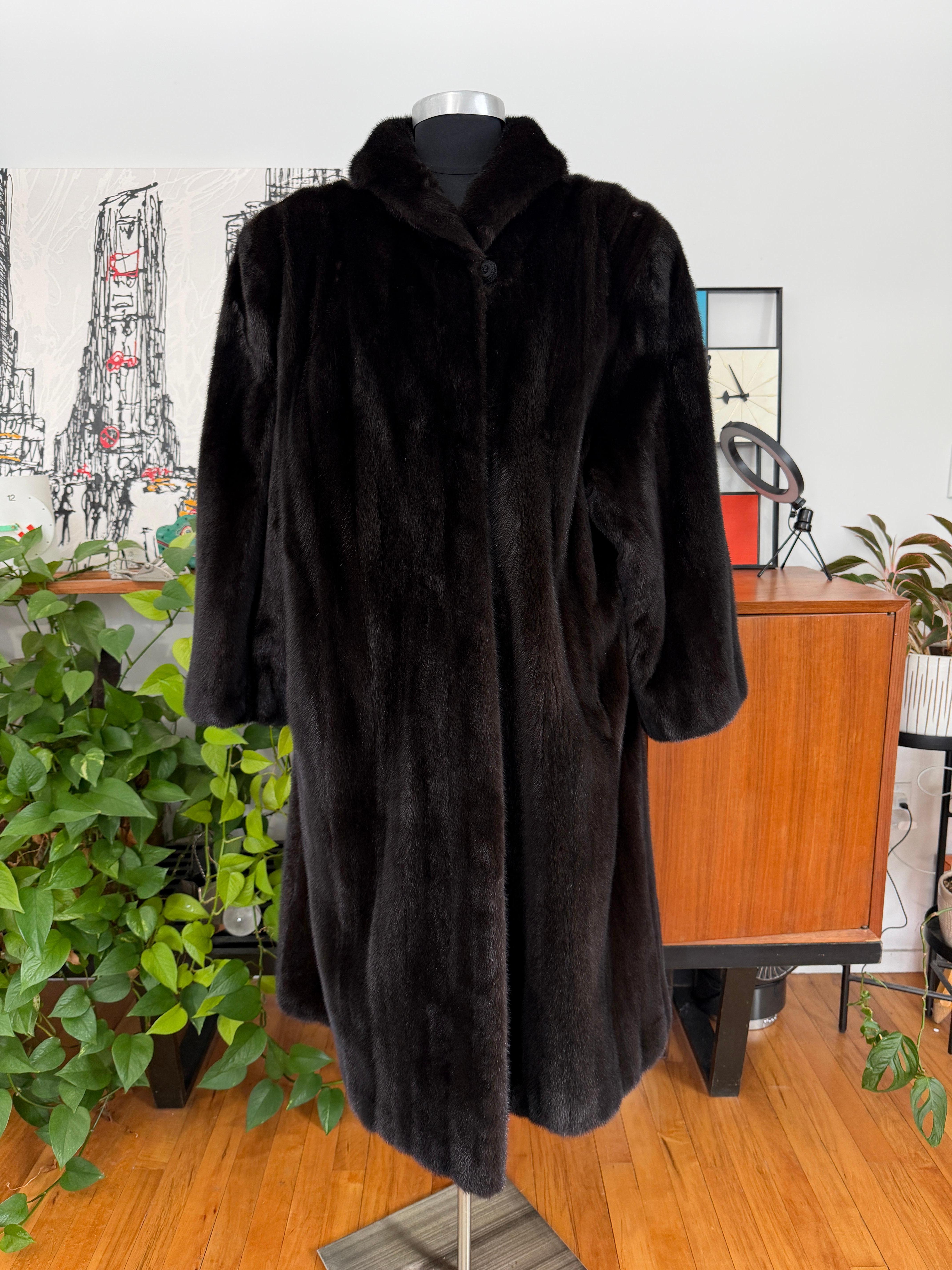 Ranch Black Mink Fur Coat Large XL For Sale at 1stDibs