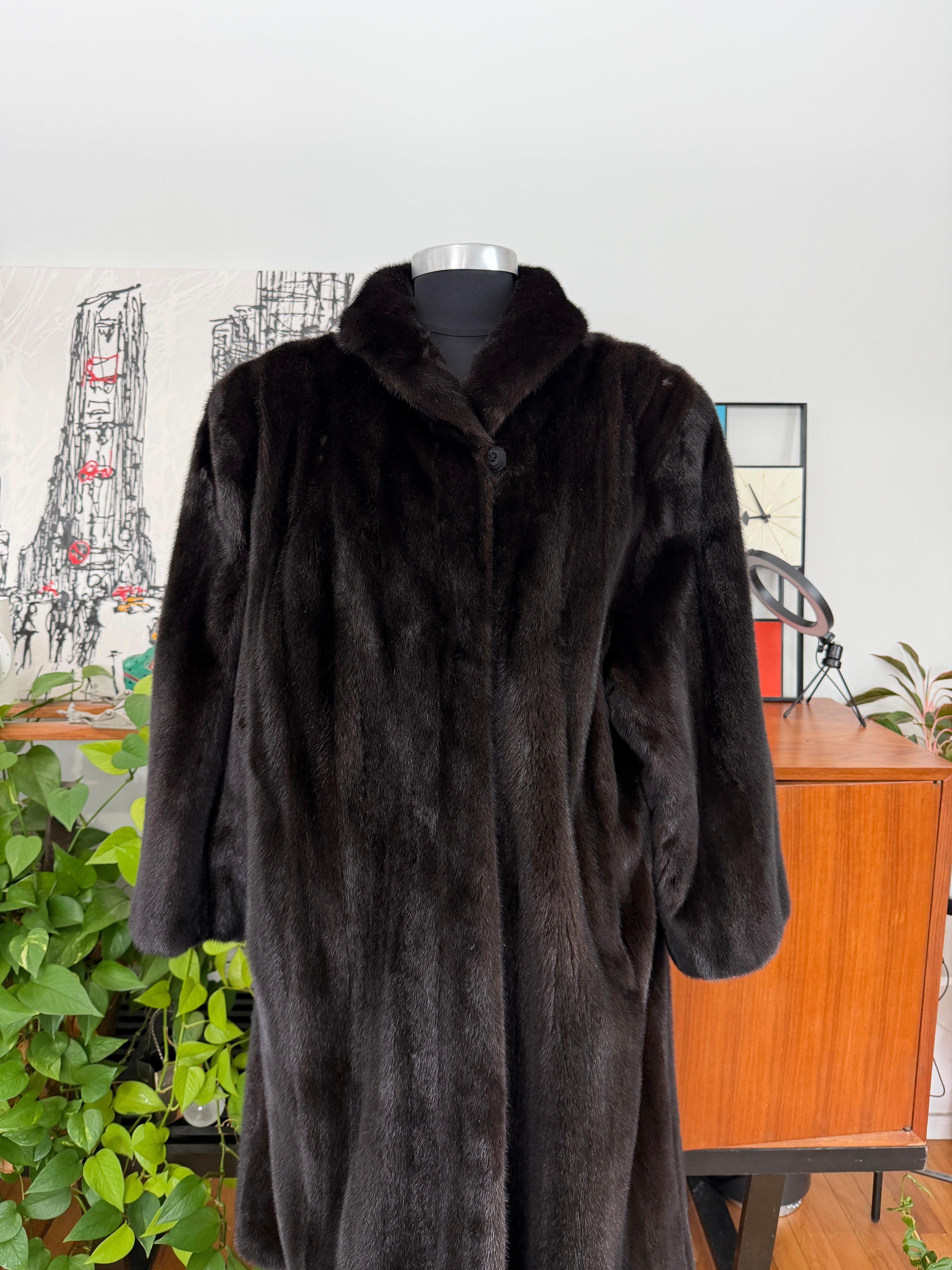 Ranch Black Mink Fur Coat Large XL For Sale at 1stDibs
