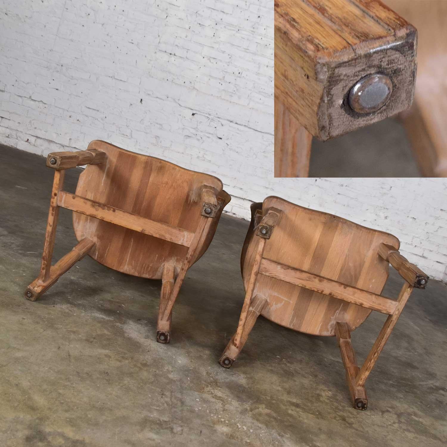 Ranch Oak Captains Armchairs by A. Brandt in Natural Oak Finish a Pair 3