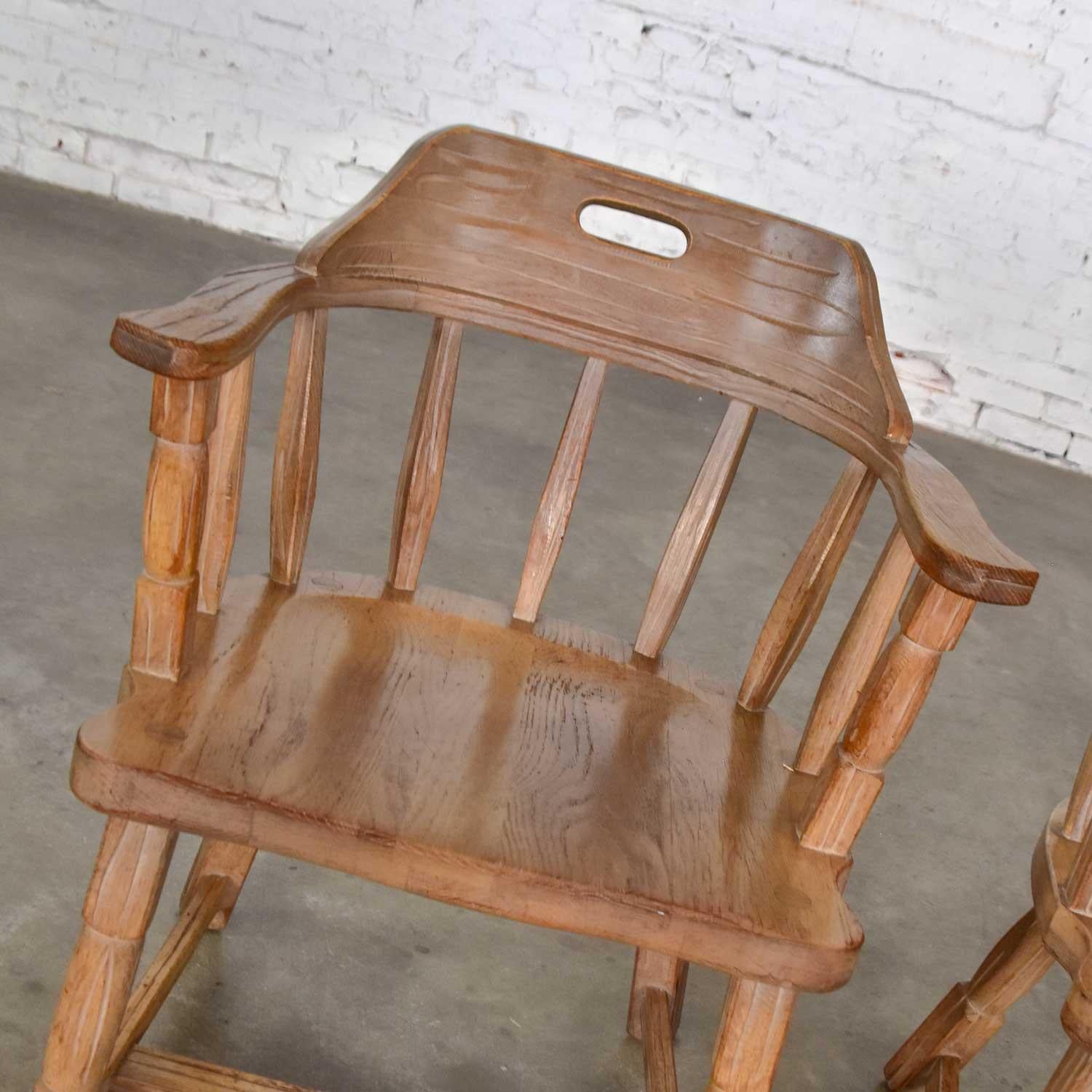 Ranch Oak Captains Armchairs by A. Brandt in Natural Oak Finish a Pair 5