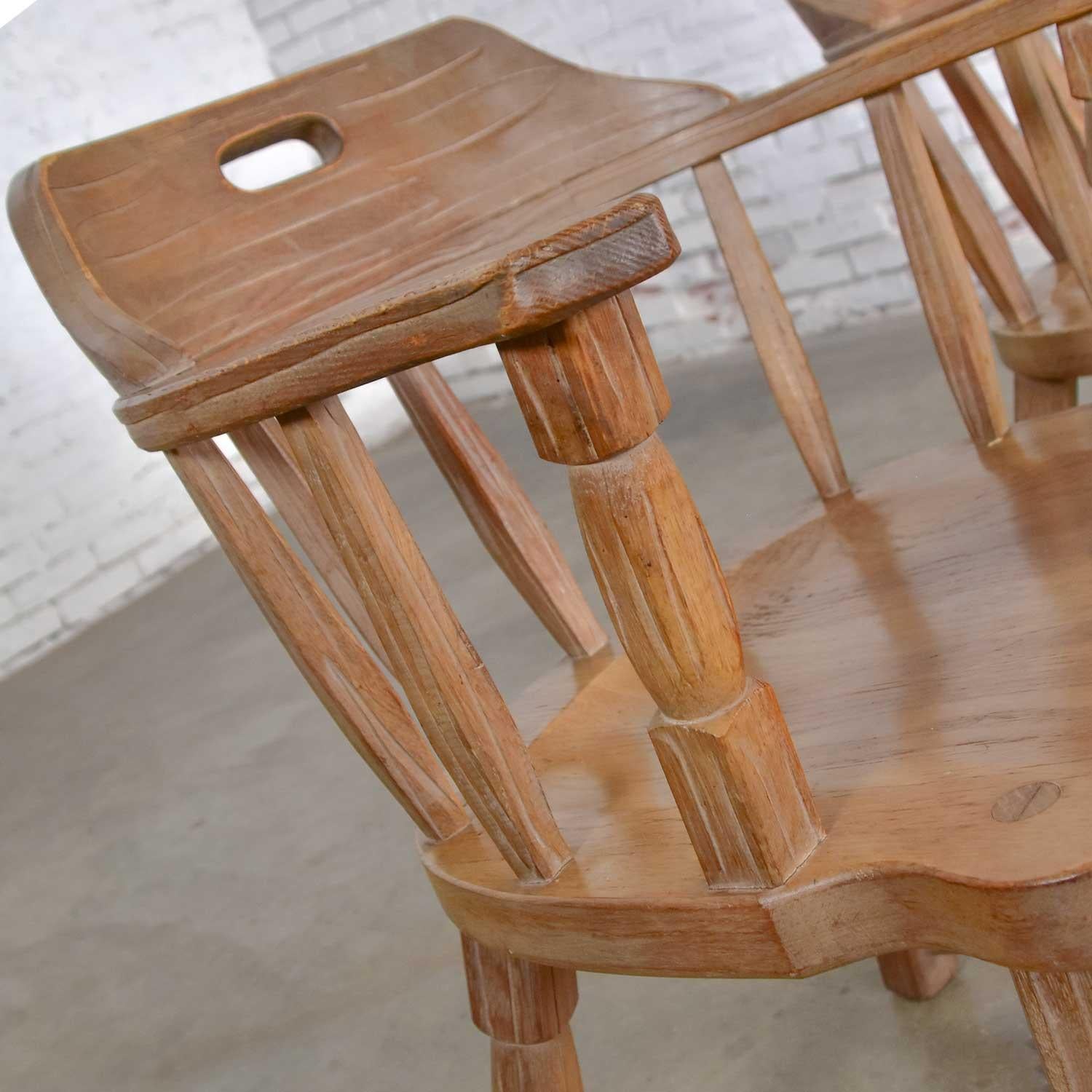 Ranch Oak Captains Armchairs by A. Brandt in Natural Oak Finish a Pair 7