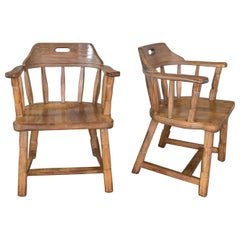 Ranch Oak Captains Armchairs by A. Brandt in Natural Oak Finish a Pair