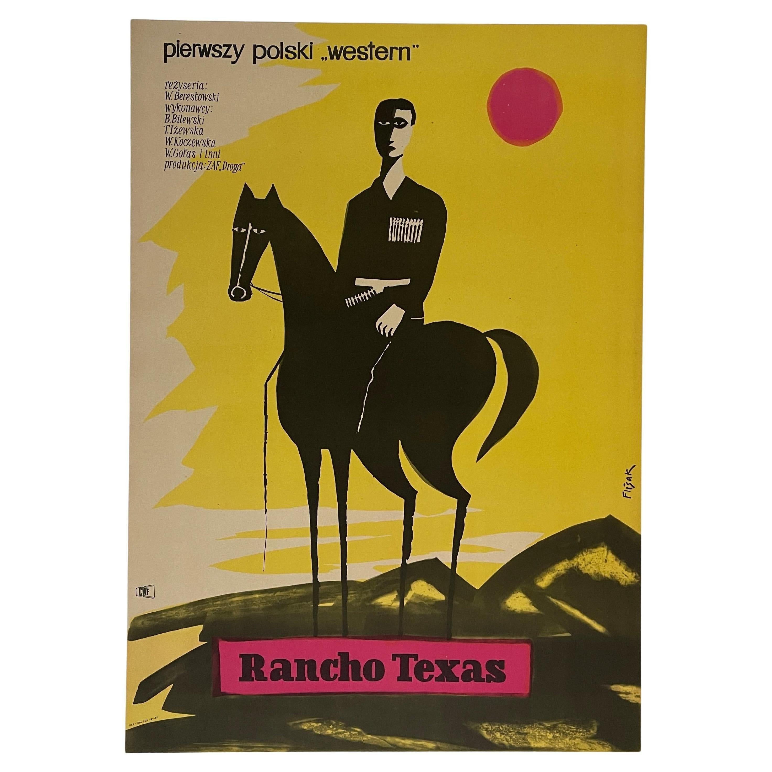 Ranch Texas, Vintage Polish Movie Poster by Jerzy Flisak, 1959 For Sale