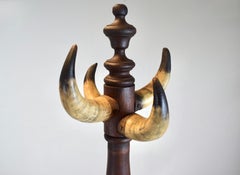 Rancho Monterey Coat Rack, Mahogany & Cow Horn, Early 20th C., USA