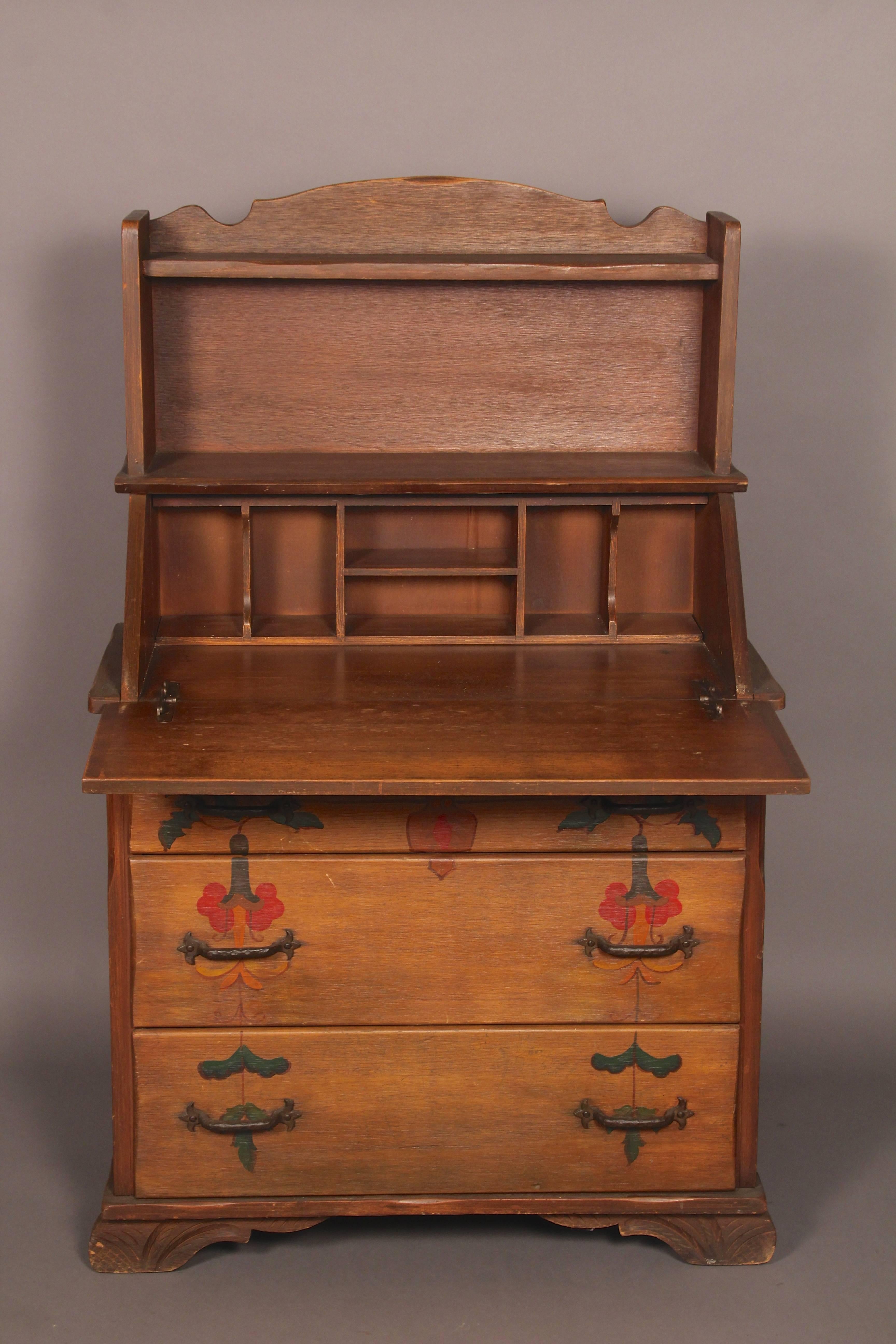 Rancho Monterey Period Secretary Desk with Three Drawers In Good Condition For Sale In Pasadena, CA