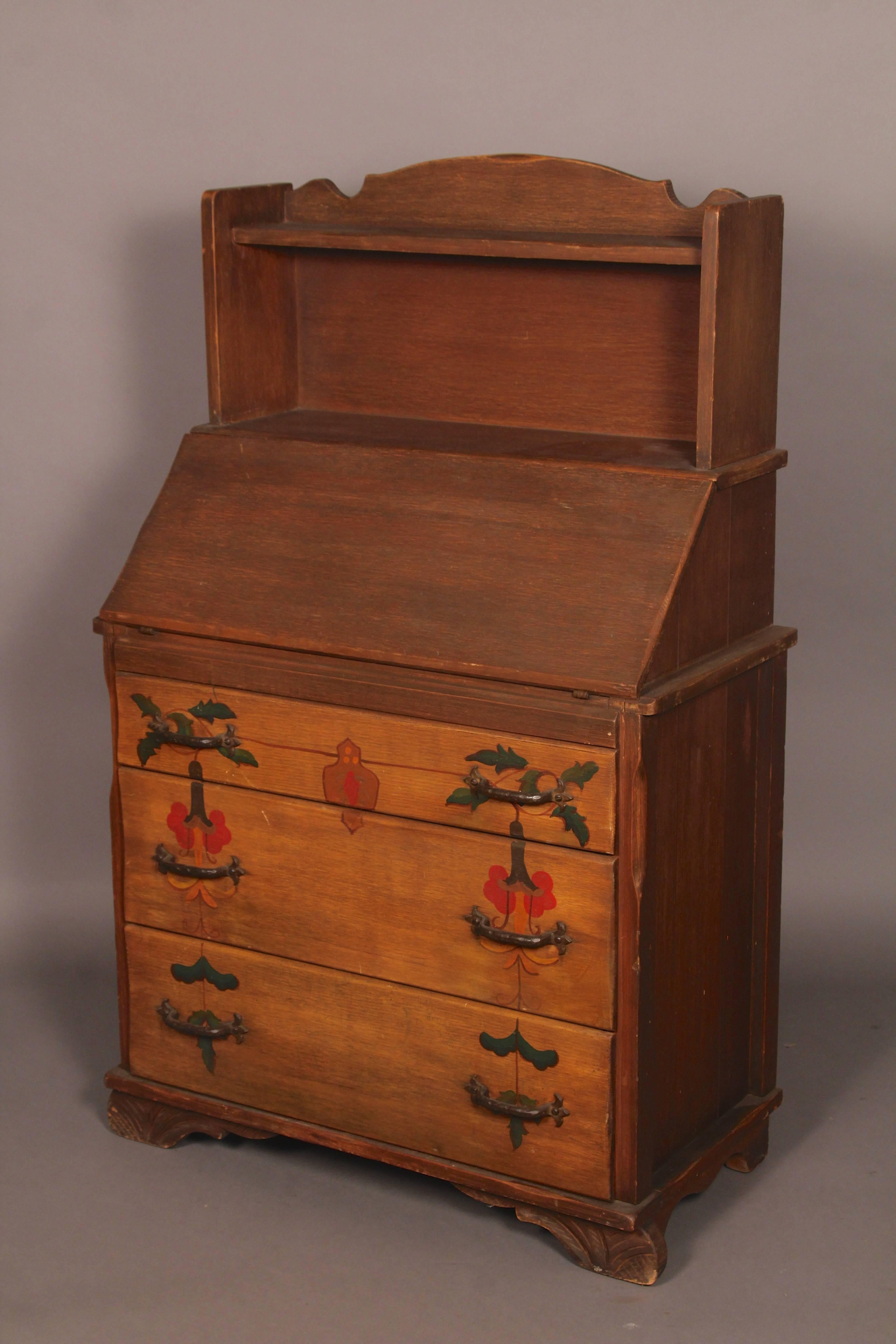 Mid-20th Century Rancho Monterey Period Secretary Desk with Three Drawers For Sale