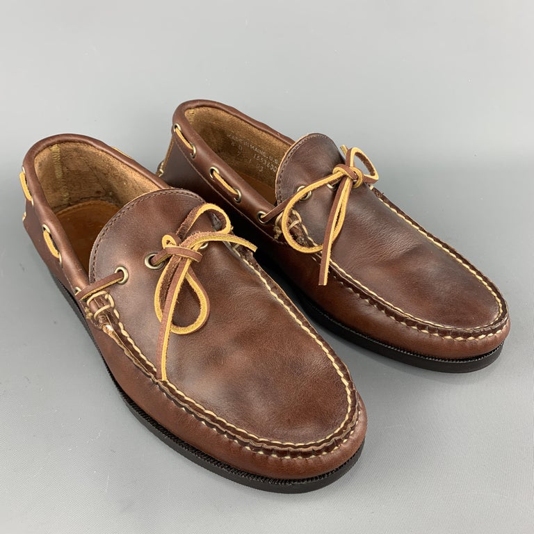 RANCOURT and CO. Size 8 Brown Contrast Stitch Leather Boat Shoe Loafers ...
