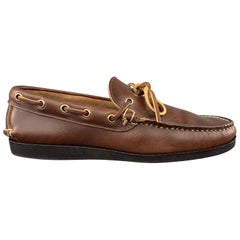 RANCOURT & CO. Size 8 Brown Contrast Stitch Leather Boat Shoe Loafers