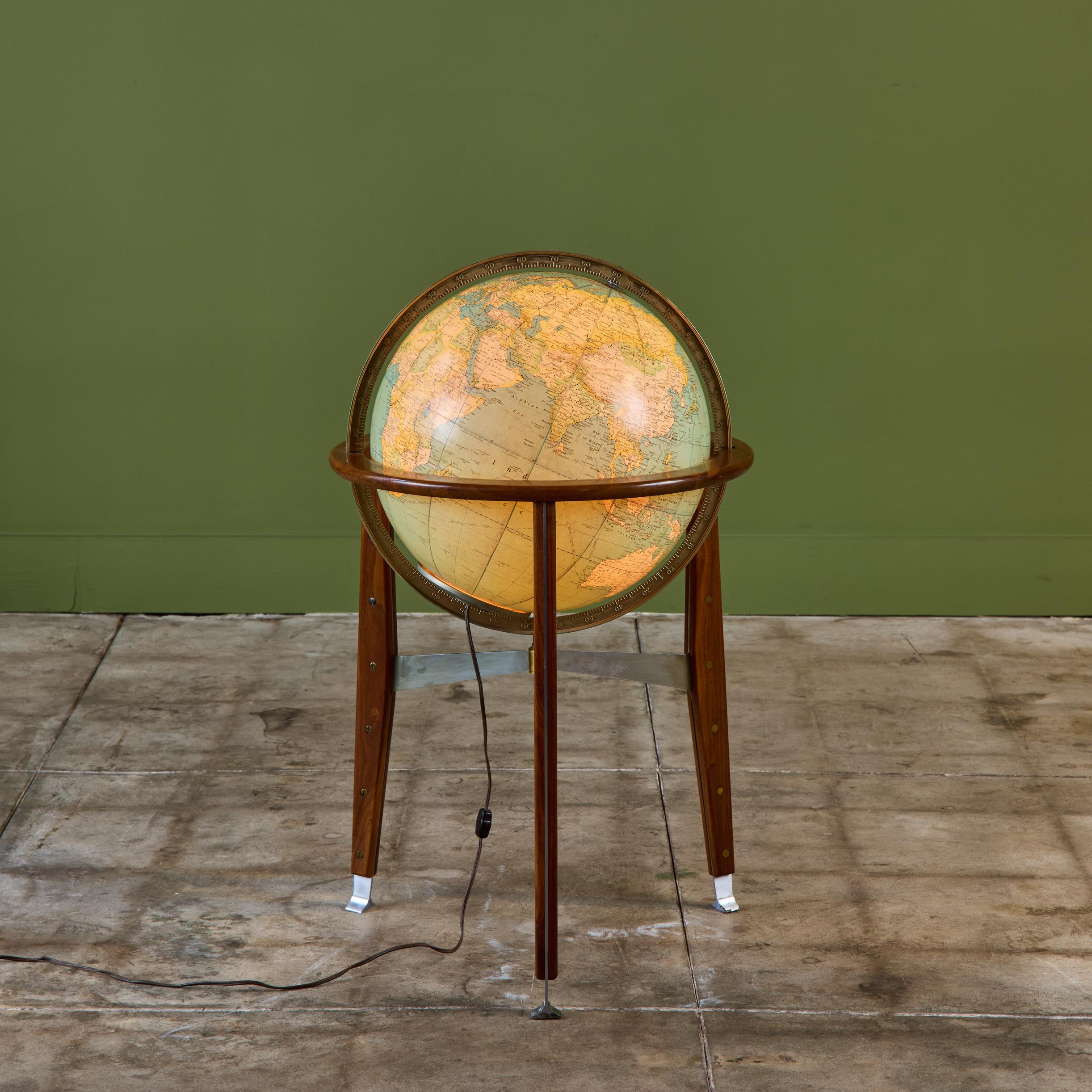 American Rand McNally Illuminated Globe with Stand by Edward Wormley For Sale