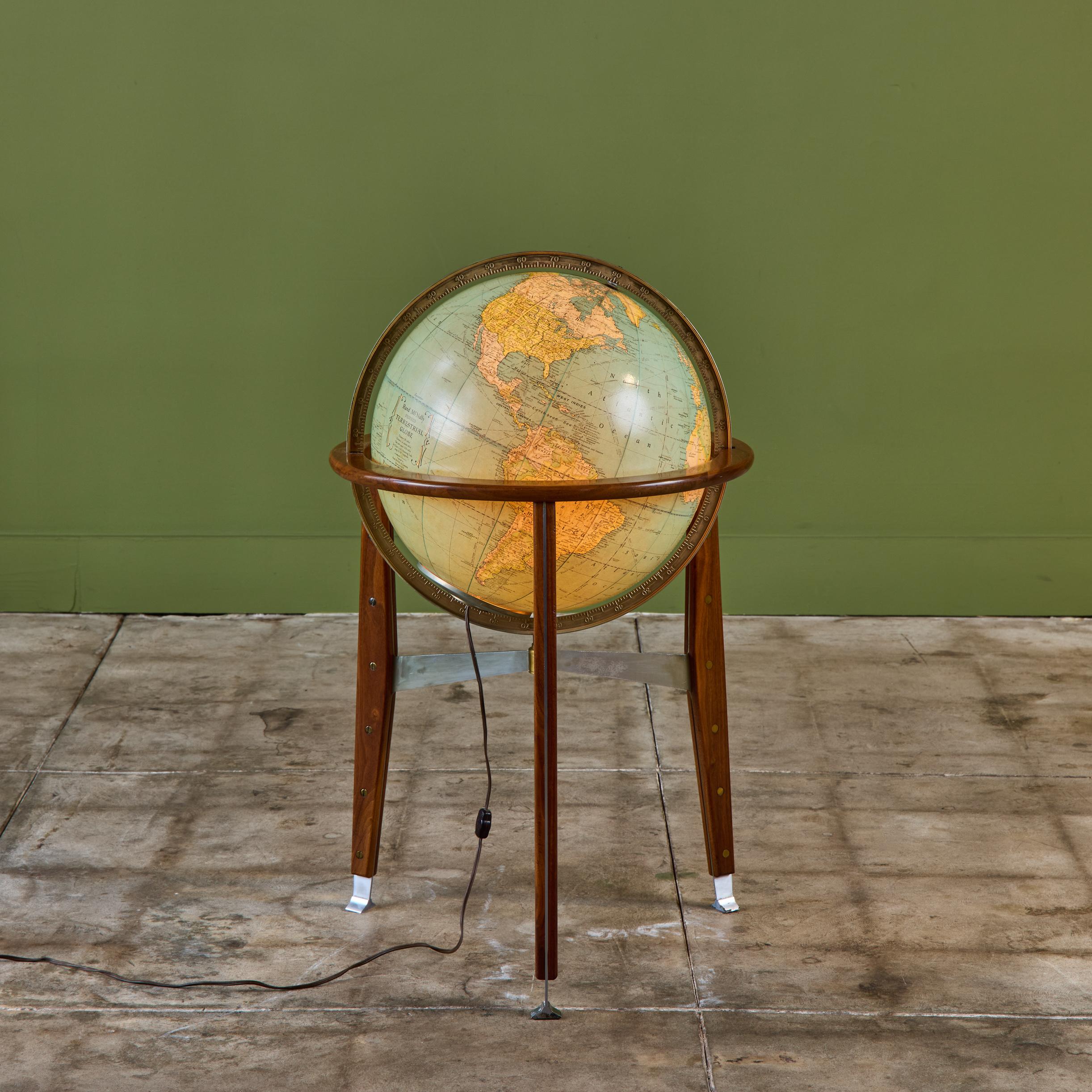 Late 20th Century Rand McNally Illuminated Globe with Stand by Edward Wormley For Sale