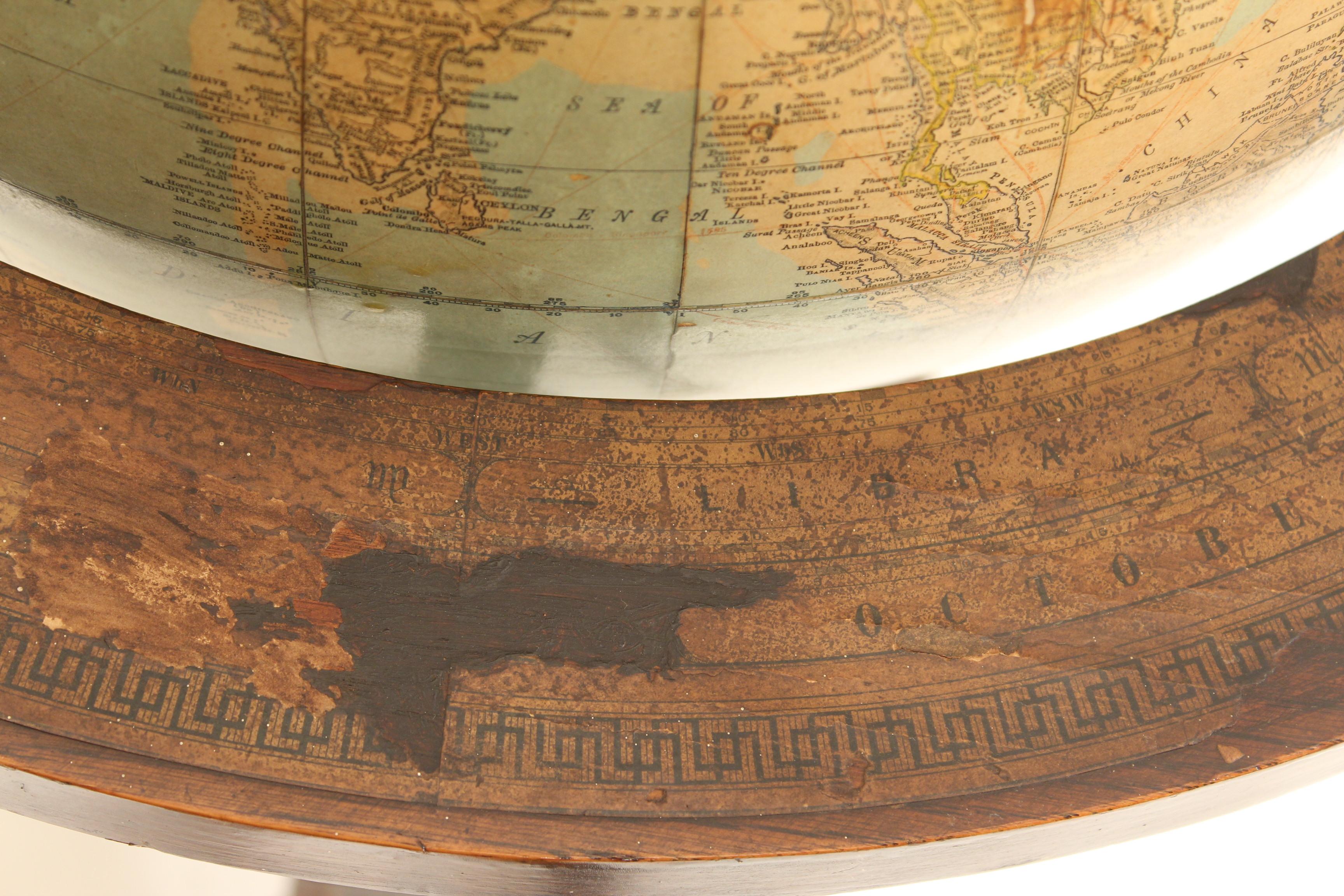 Victorian Rand McNally Library Globe on Stand