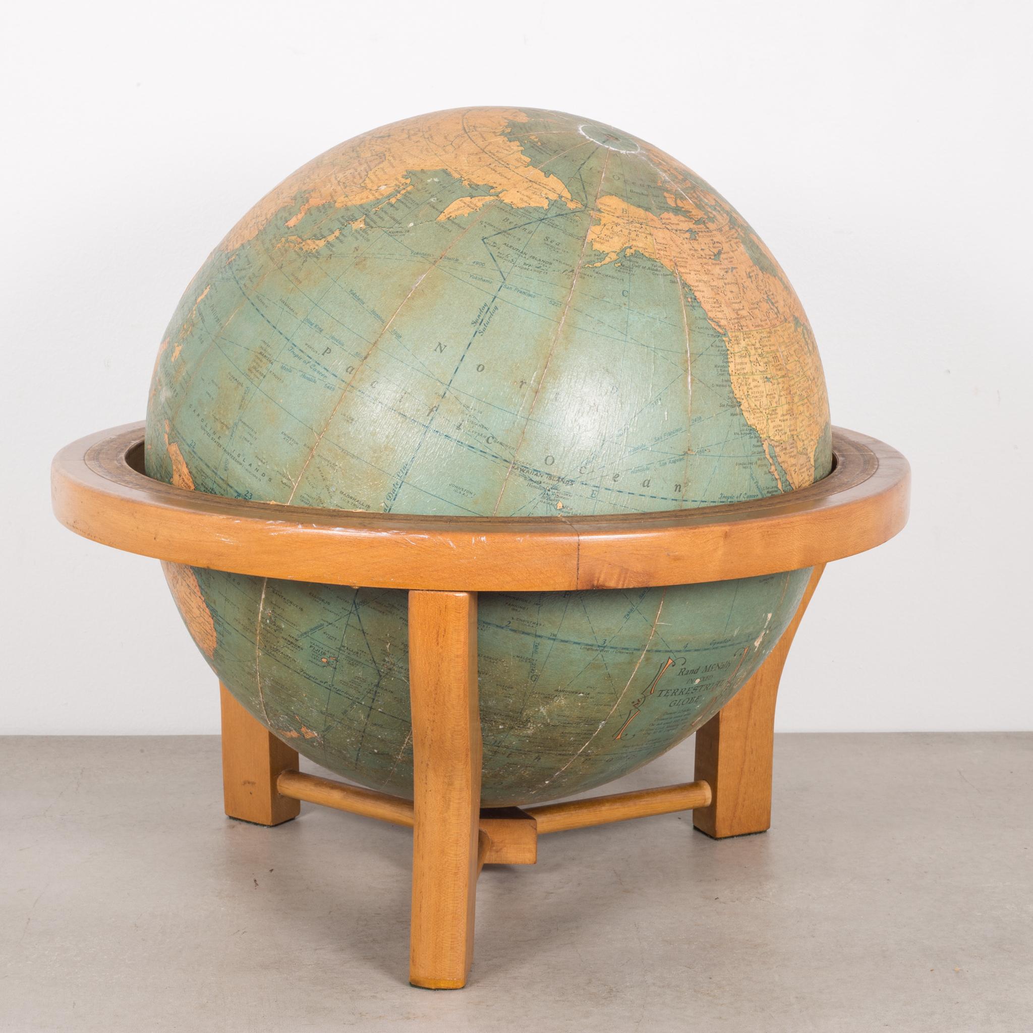 Mid-Century Modern Rand McNally Terrestrial Globe, circa 1950-1958
