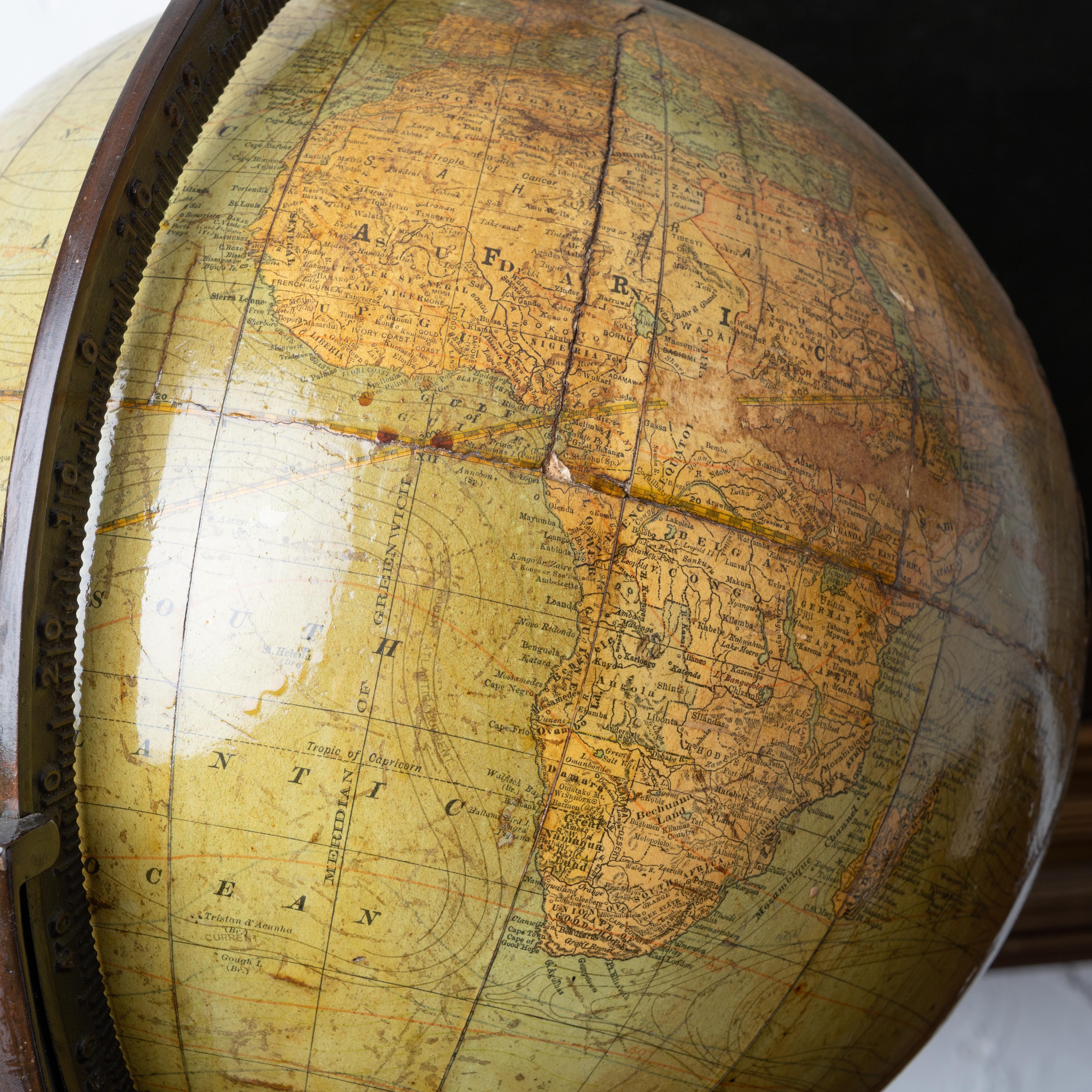 Iron Rand McNally Twelve Inch Terrestrial Globe For Sale