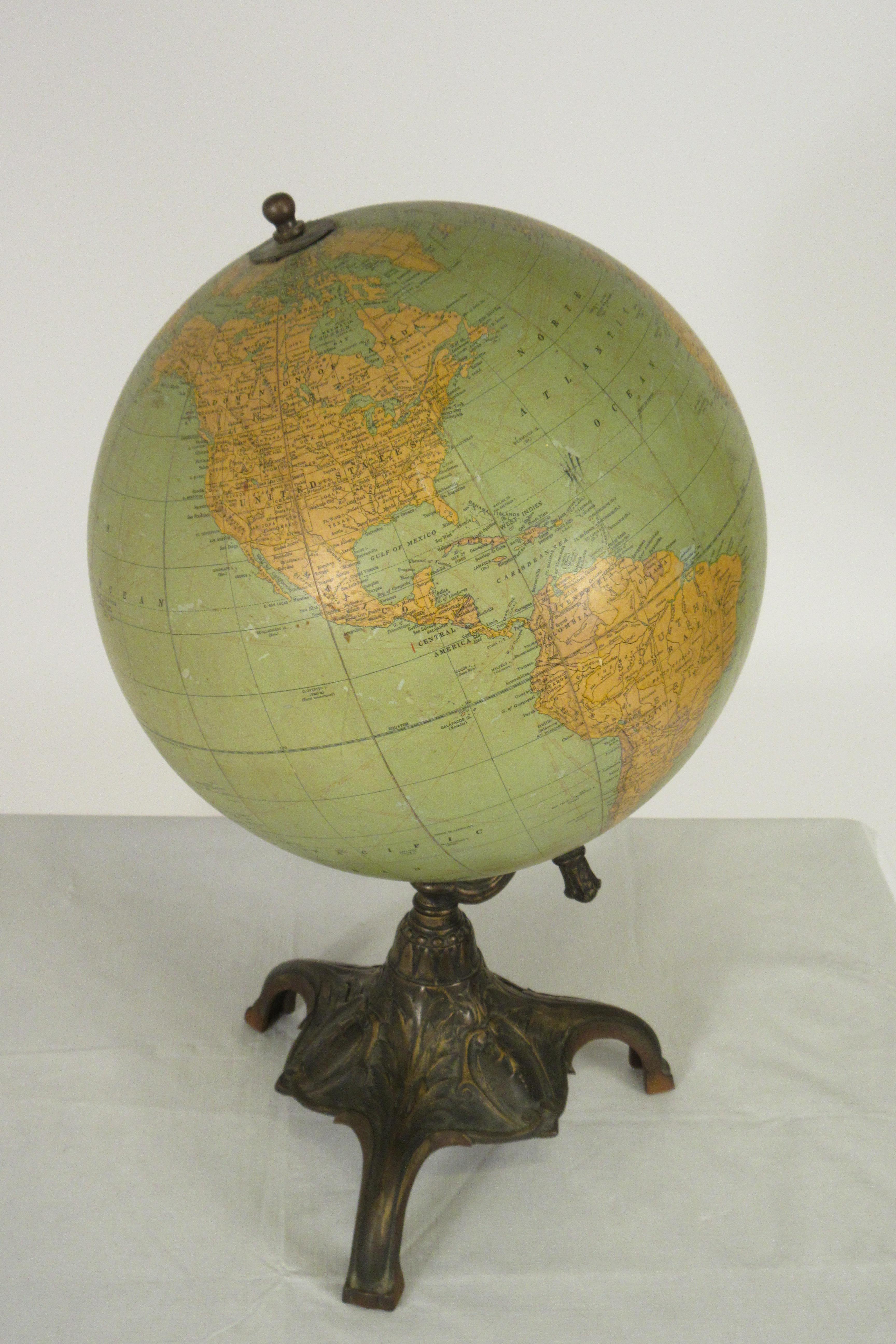 1920s Rand McNally twelve inch terrestrial globe.