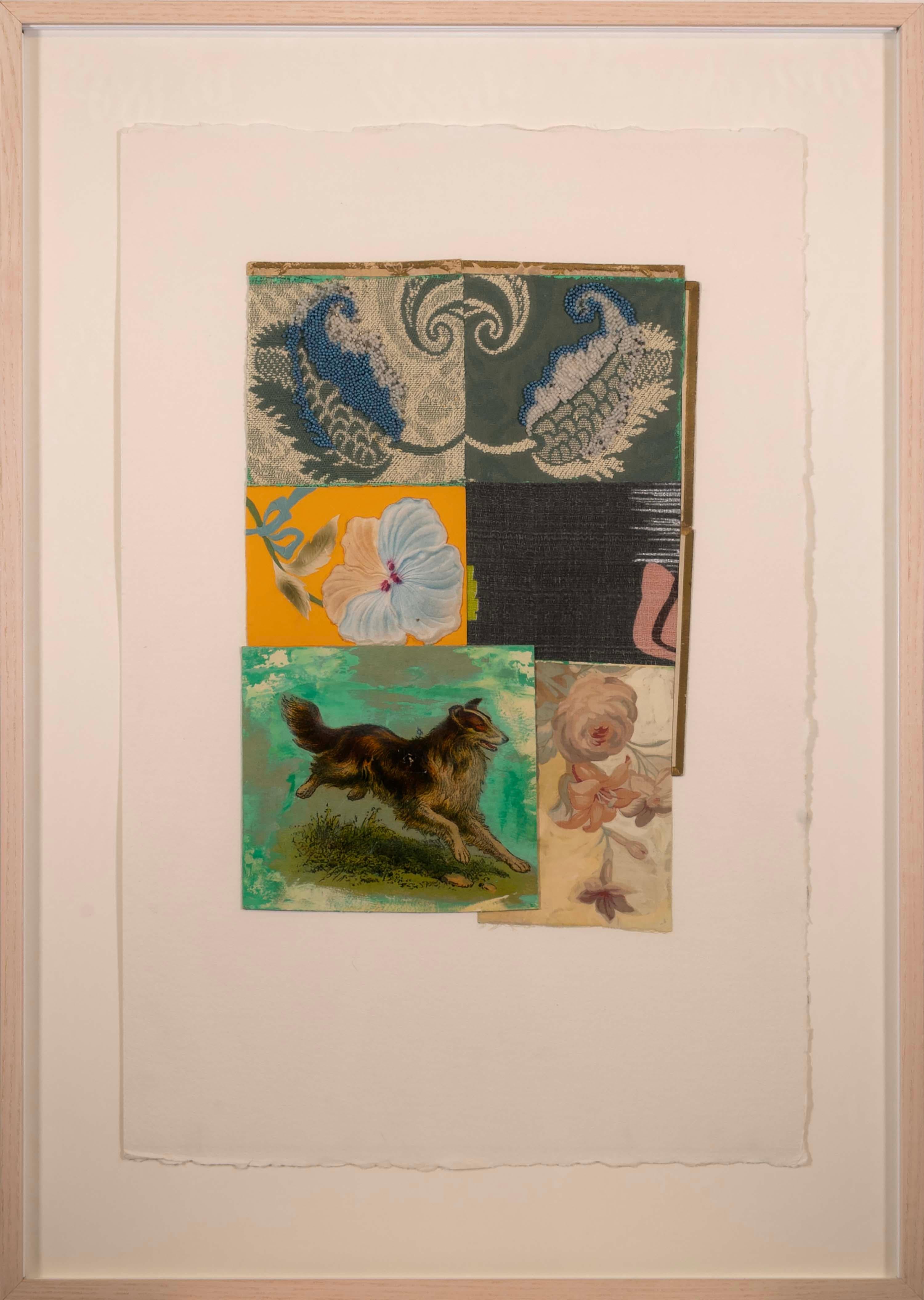 Ein reich verziertes zeitgenössisches Kunstwerk aus Mischtechnik und Collage 